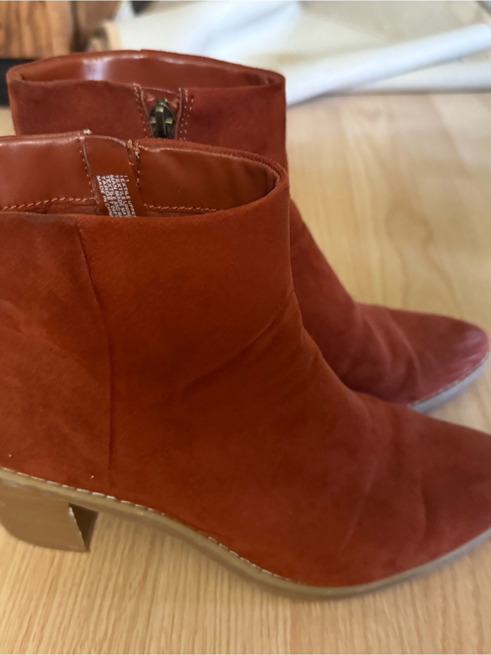Universal Thread Rust Suede Ankle Booties with Block Heel